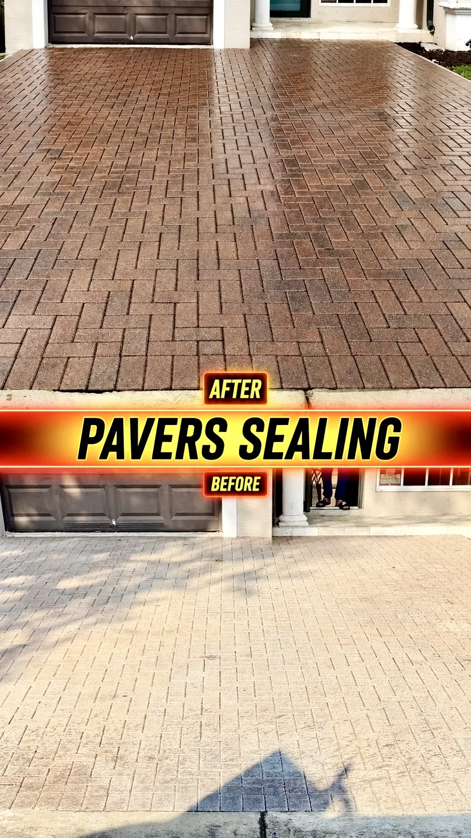 Brick paver driveway sealing and color restoration