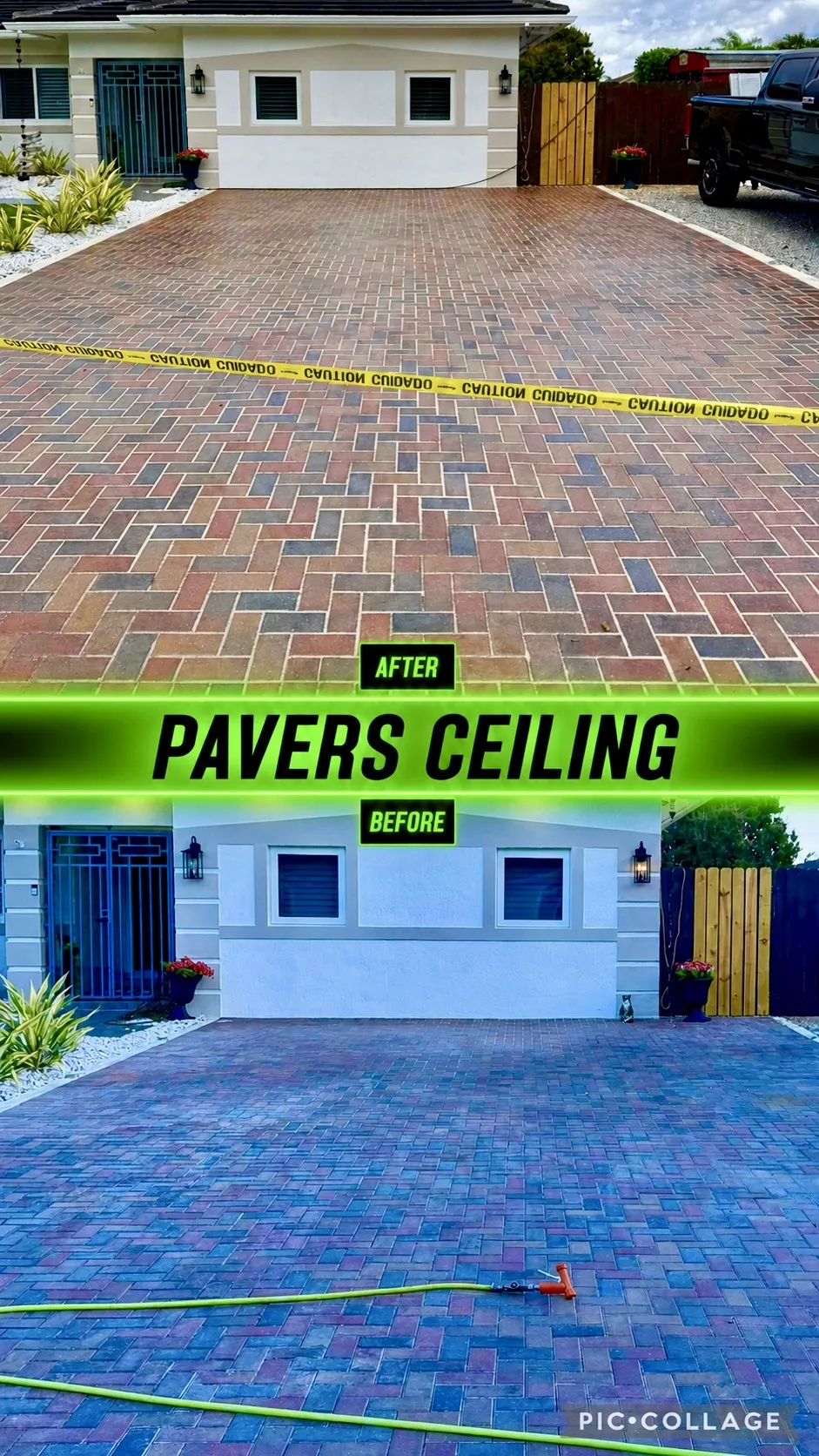 Herringbone paver driveway sealing transformation — Broward County