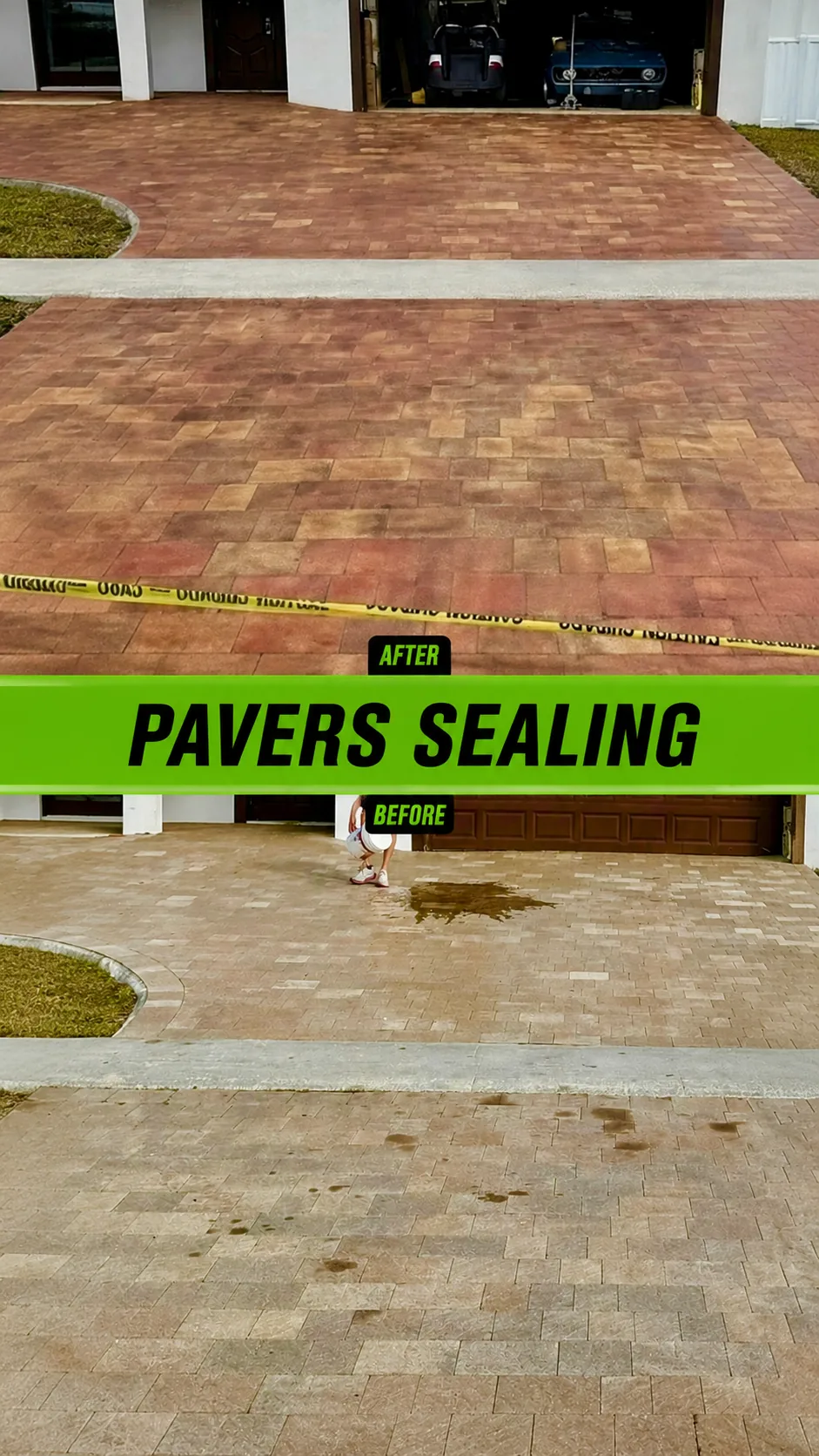 Large driveway paver sealing and restoration project